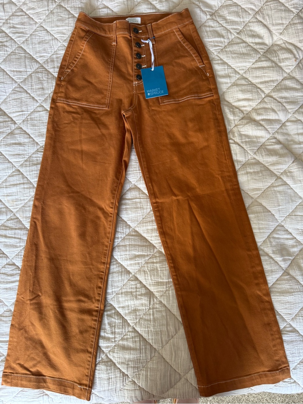 Market & Spruce Rust High-Waisted Wide Leg Pants
